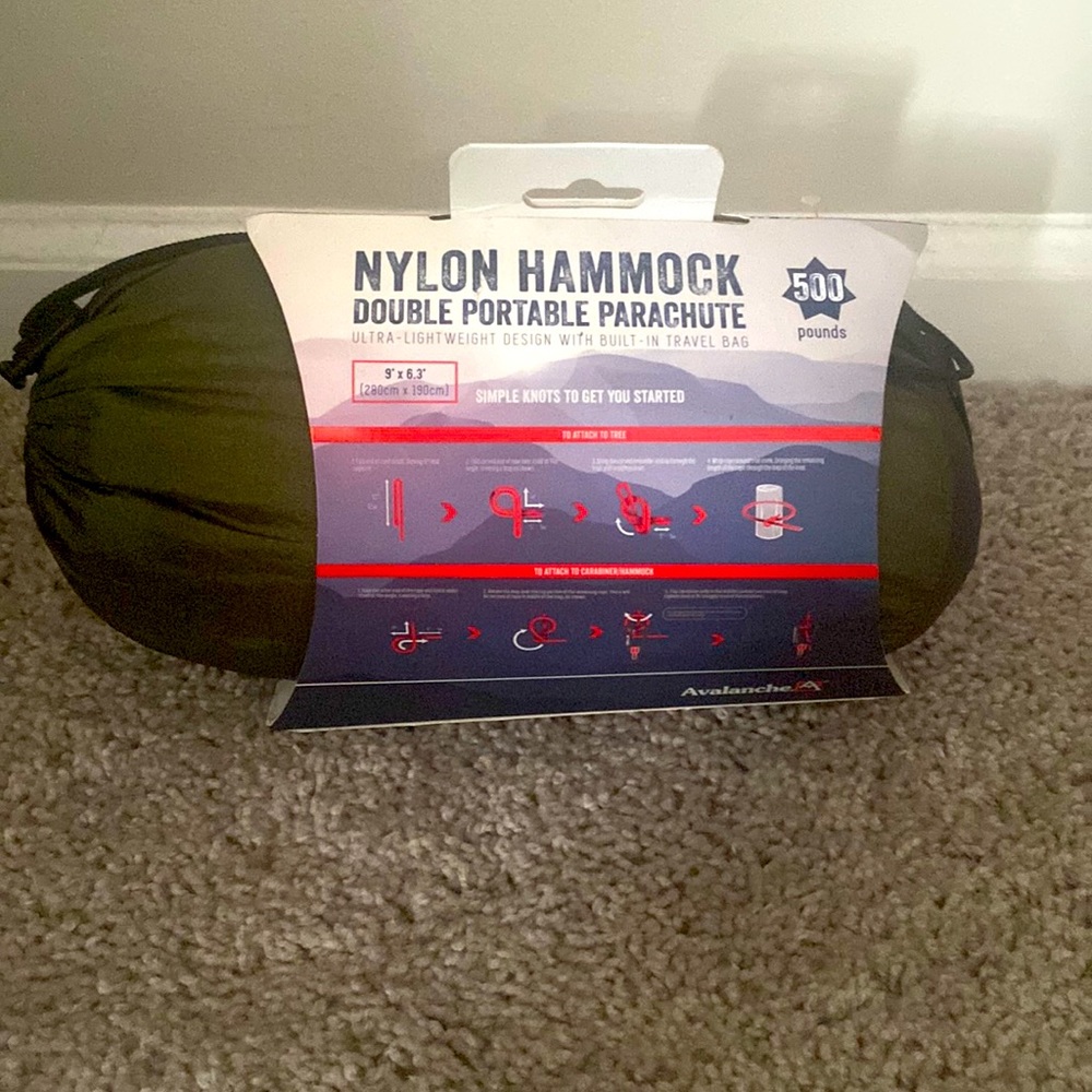 Brand New !!! Nylon Hammock double portable parachute with built in travel case.